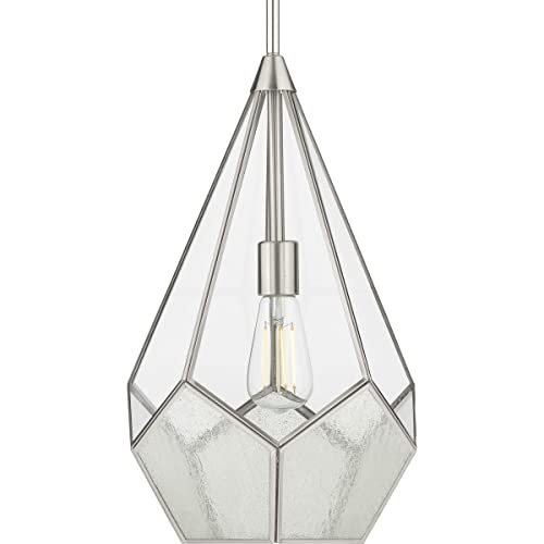 Progress P5319-09 Cinq Collection One-Light Brushed Nickel Clear Glass Global Pendant Light Alternate Image.jpg