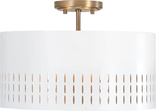 Capital Lighting 250231AW Dash Three Light Semi-Flush Mount, Aged Brass and White Alternate Image 4.jpg