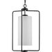 Progress P500333-031 Merry Collection One-Light Matte Black and Etched Glass Transitional Style Foyer Pendant Light Alternate Image.jpg