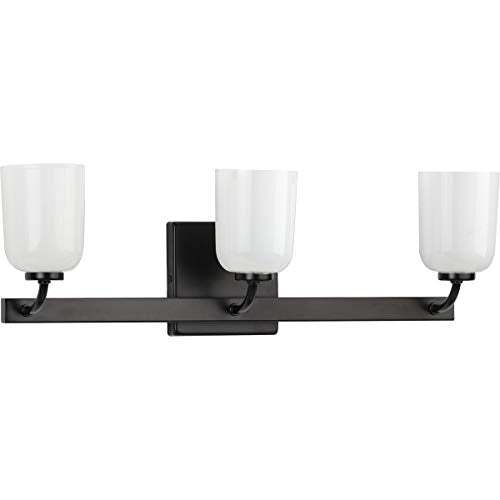 Progress P300282-031 Moore Collection Three-Light Matte Black White Opal Glass Luxe Bath Vanity Light Alternate Image.jpg