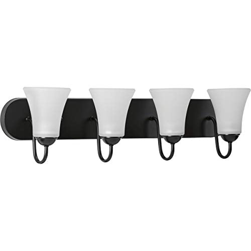 Progress P300236-031 Classic Collection Four-Light Matte Black Etched Glass Traditional Bath Vanity Light Alternate Image.jpg