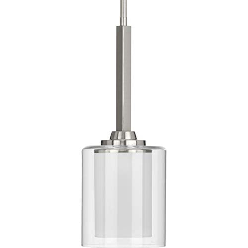 Progress P500103-009 Kene Collection One-Light Brushed Nickel Clear Glass Craftsman Pendant Light Alternate Image.jpg