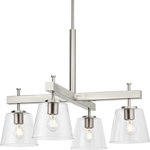Progress P400299-009 Saffert Collection Four-Light New Traditional Brushed Nickel Clear Glass Chandelier Light Alternate Image.jpg
