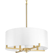 Progress P500108-078 Palacio Collection Four-Light Vintage Gold White Silk Shade Luxe Pendant Light Alternate Image.jpg