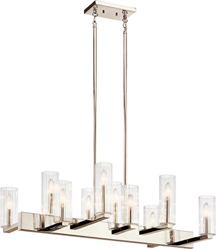 Kichler 44316PN Cleara Ten Light Linear Chandelier, Polished Nickel Alternate Image.jpg