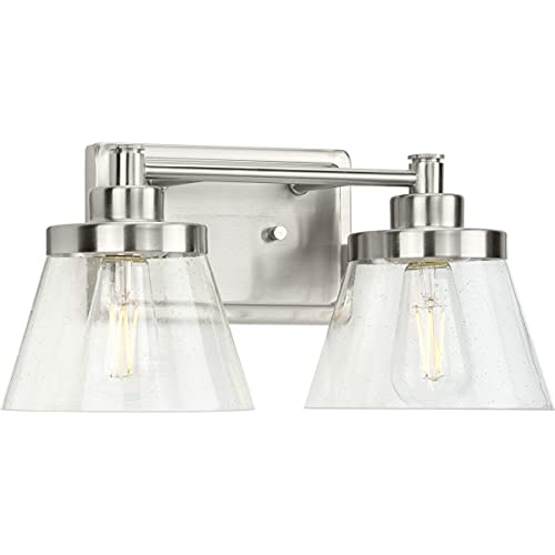Progress P300349-009 Hinton Collection Two-Light Brushed Nickel Clear Seeded Glass Farmhouse Bath Vanity Light Alternate Image.jpg