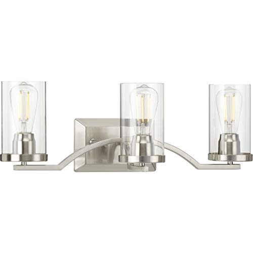 Progress P300258-009 Lassiter Collection Three-Light Brushed Nickel Clear Glass Modern Bath Vanity Light Alternate Image.jpg