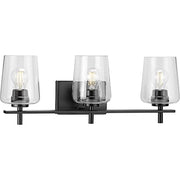 Progress P300362-31M Calais Collection Three-Light Matte Black Clear Glass New Traditional Bath Vanity Light Alternate Image.jpg