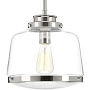 Progress P500061-104 Judson Collection One-Light Polished Nickel Clear Glass Farmhouse Pendant Light Alternate Image.jpg