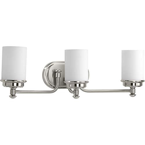Progress P300014-009 Glide Collection Three-Light Brushed Nickel Etched Opal Glass Coastal Bath Vanity Light Alternate Image.jpg