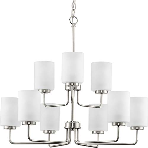 Progress P400276-009 Merry Collection Nine-Light Brushed Nickel and Etched Glass Transitional Style Chandelier Light Alternate Image.jpg