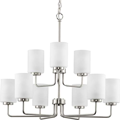 Progress P400276-009 Merry Collection Nine-Light Brushed Nickel and Etched Glass Transitional Style Chandelier Light Alternate Image.jpg