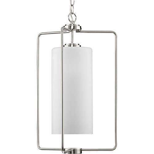 Progress P500333-009 Merry Collection One-Light Brushed Nickel and Etched Glass Transitional Style Foyer Pendant Light Alternate Image.jpg