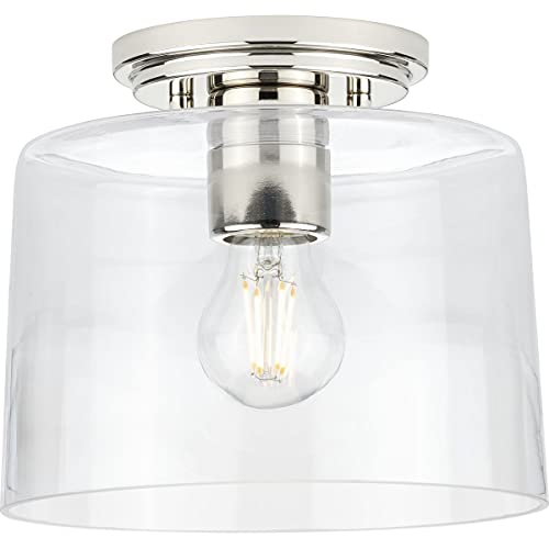 Progress P350213-104 Adley Collection  One-Light Polished Nickel Clear Glass New Traditional Flush Mount Light Alternate Image.jpg