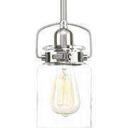 Progress P500055-009 Calhoun Collection One-Light Brushed Nickel Clear Glass Farmhouse Mini-Pendant Light Alternate Image.jpg