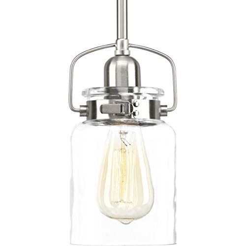 Progress P500055-009 Calhoun Collection One-Light Brushed Nickel Clear Glass Farmhouse Mini-Pendant Light Alternate Image.jpg