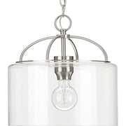 Progress P500316-009 Leyden Collection One-Light Brushed Nickel and Clear Glass Farmhouse Style Hanging Pendant Light Alternate Image.jpg