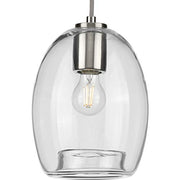Progress P500159-009 Caisson Collection One-Light Brushed Nickel Clear Glass Global Pendant Light Alternate Image.jpg