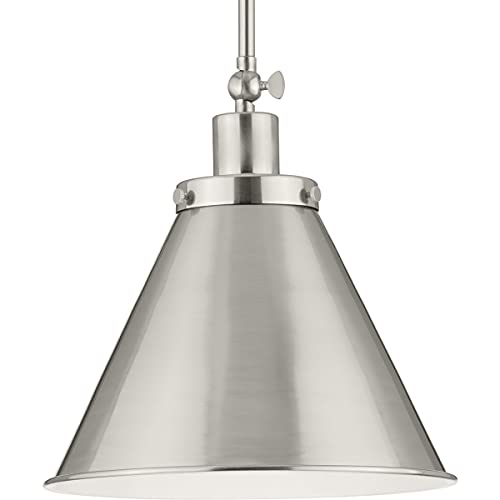 Progress P500325-009 Hinton Collection One-Light Brushed Nickel Hanging Vintage Style Hanging Pendant Light Alternate Image.jpg