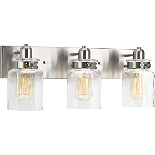 Progress P300047-009 Calhoun Collection Three-Light Brushed Nickel Clear Glass Farmhouse Bath Vanity Light Alternate Image.jpg