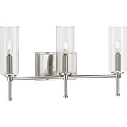 Progress P300358-009 Elara Collection Three-Light Brushed Nickel Clear Glass New Traditional Bath Vanity Light Alternate Image.jpg
