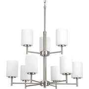 Progress P4726-09 Replay Collection Nine-Light Brushed Nickel Etched Glass Modern Chandelier Light Alternate Image.jpg