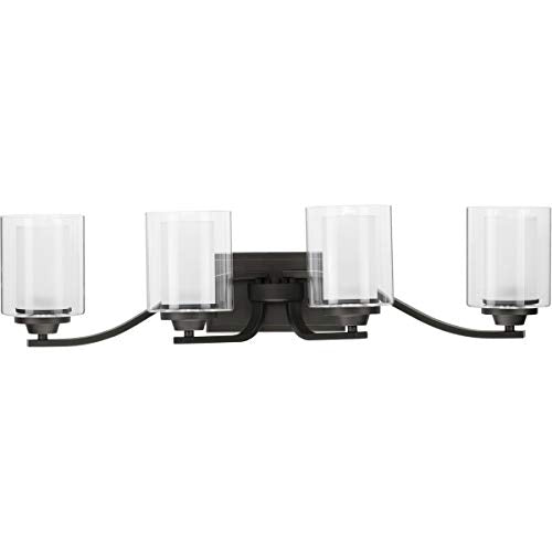 Progress P300123-143 Kene Collection Four-Light Graphite Clear Glass Craftsman Bath Vanity Light Alternate Image.jpg
