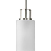 Progress P500341-009 League Collection One-Light Brushed Nickel and Etched Glass Modern Farmhouse Mini-Pendant Hanging Light Alternate Image.jpg