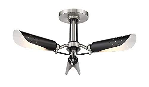 George Kovacs P1693-691 Turbine Three Light Semi Flush Mount, Coal With Brushed Nickel Alternate Image 2.jpg