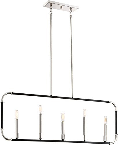 Minka-Lavery 4065-572 Liege Five Light Island Pendant, Coal w/Polished Nickel Highlights Alternate Image.jpg