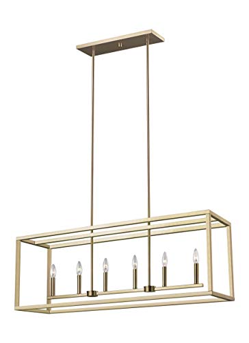 Generation Lighting 6634506EN-848 Moffet Street Six Light Island Pendant, Satin Brass Alternate Image.jpg