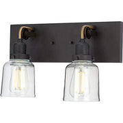 Progress P300227-143 Rushton Collection Two-Light Graphite Clear Glass Farmhouse Bath Vanity Light Alternate Image.jpg