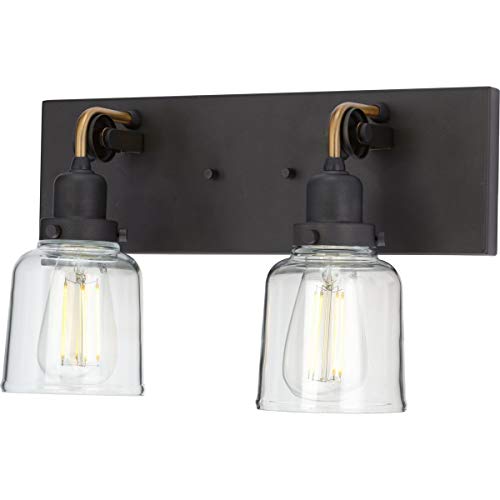 Progress P300227-143 Rushton Collection Two-Light Graphite Clear Glass Farmhouse Bath Vanity Light Alternate Image.jpg