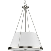 Progress P500357-009 Saffert Collection Three-Light New Traditional Brushed Nickel White Linen Shade Pendant Light Alternate Image.jpg