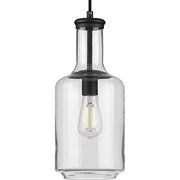 Progress P500229-031 Latrobe Collection One-Light Matte Black Clear Glass Coastal Pendant Light Alternate Image.jpg