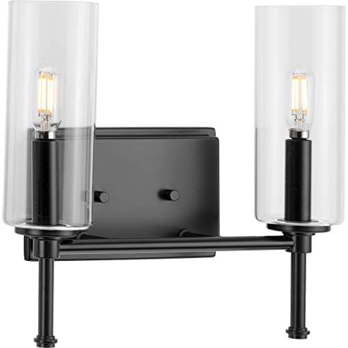 Progress P300357-31M Elara Collection Two-Light New Traditional Matte Black Clear Glass Bath Vanity Light Alternate Image.jpg