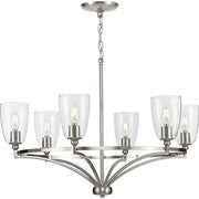 Progress P400297-009 Parkhurst Collection Six-Light New Traditional Brushed Nickel Clear Glass Chandelier Light Alternate Image.jpg