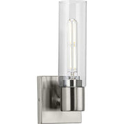 Progress P300299-009 Clarion Collection One-Light Brushed Nickel and Clear Glass Modern Style Bath Vanity Wall Light Alternate Image.jpg