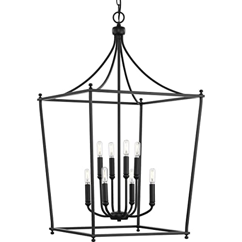 Progress P500371-31M Parkhurst Collection Eight-Light New Traditional Matte Black  Chandelier Foyer Light Alternate Image.jpg