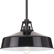 Progress P550116-031 Cedar Springs Collection  One-Light Textured Black Black Metal Shade Farmhouse Outdoor Hanging Light Alternate Image.jpg