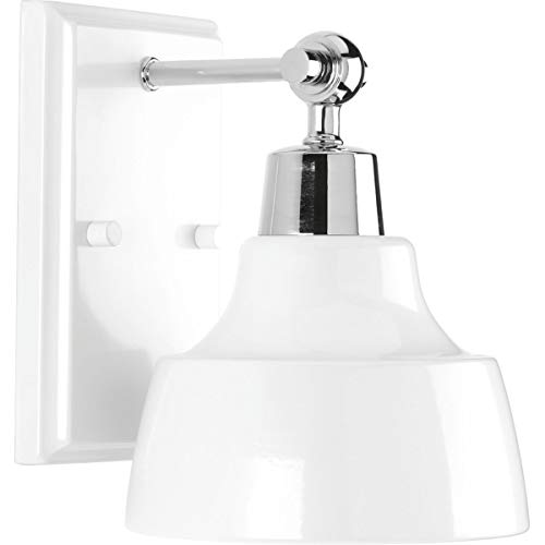 Progress P300039-015 Bramlett Collection One-Light Polished Chrome White Metal Shade Coastal Bath Vanity Light Alternate Image.jpg