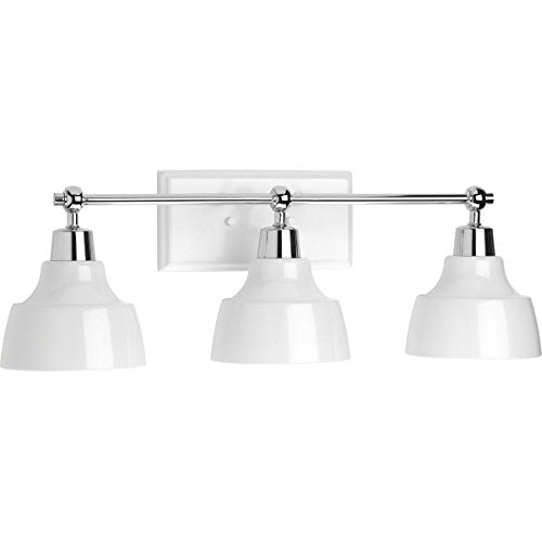 Progress P300041-015 Bramlett Collection Three-Light Polished Chrome White Metal Shade Coastal Bath Vanity Light Alternate Image.jpg