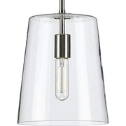Progress P500241-009 Clarion Collection One-Light Brushed Nickel Clear Glass Coastal Pendant Light Alternate Image.jpg