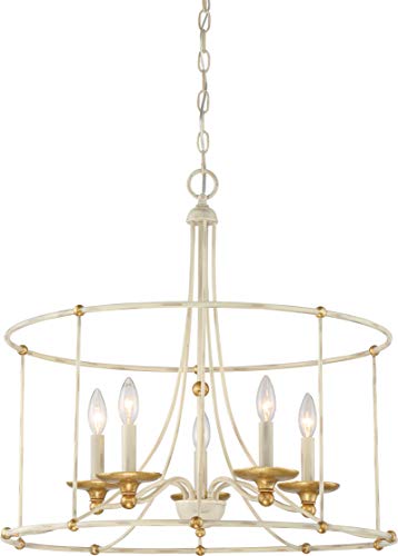 Minka-Lavery 1047-701 Westchester County Five Light Chandelier, Farm House White W/ Gilded Gold Leaf Alternate Image.jpg