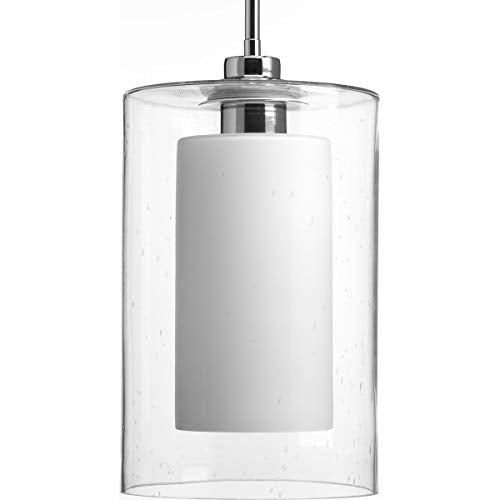 Progress P500019-015 Double Glass One-Light Polished Chrome Etched White Inside/Seeded Glass Outside Glass Farmhouse Pendant Light Alternate Image.jpg