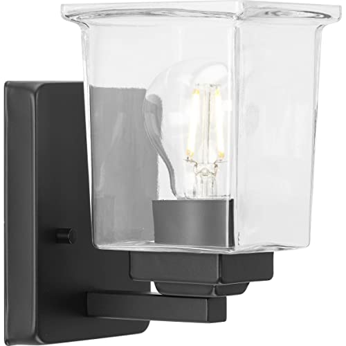 Progress P300377-31M Gilmour Collection One-Light Modern Farmhouse Matte Black Clear Glass Bath Vanity Light Alternate Image.jpg