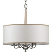 Progress P400218-009 Durrell Collection Four-Light Brushed Nickel Sailcloth Linen Fabric Shade Coastal Chandelier Light Alternate Image.jpg