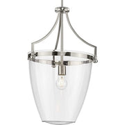Progress P500361-009 Parkhurst Collection One-Light New Traditional Brushed Nickel Clear Glass Pendant Light Alternate Image.jpg