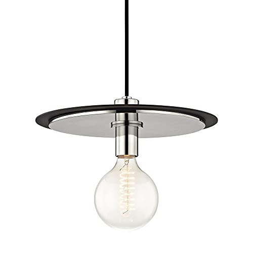 Mitzi H137701L-PN/BK Milo One Light Pendant, Polished Nickel/Black Alternate Image.jpg