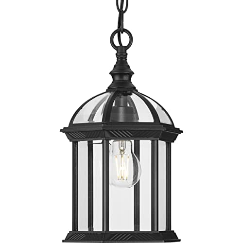 Progress P550122-031 Dillard Collection One-Light Traditional Textured Black Clear Glass Outdoor Hanging Light Alternate Image.jpg